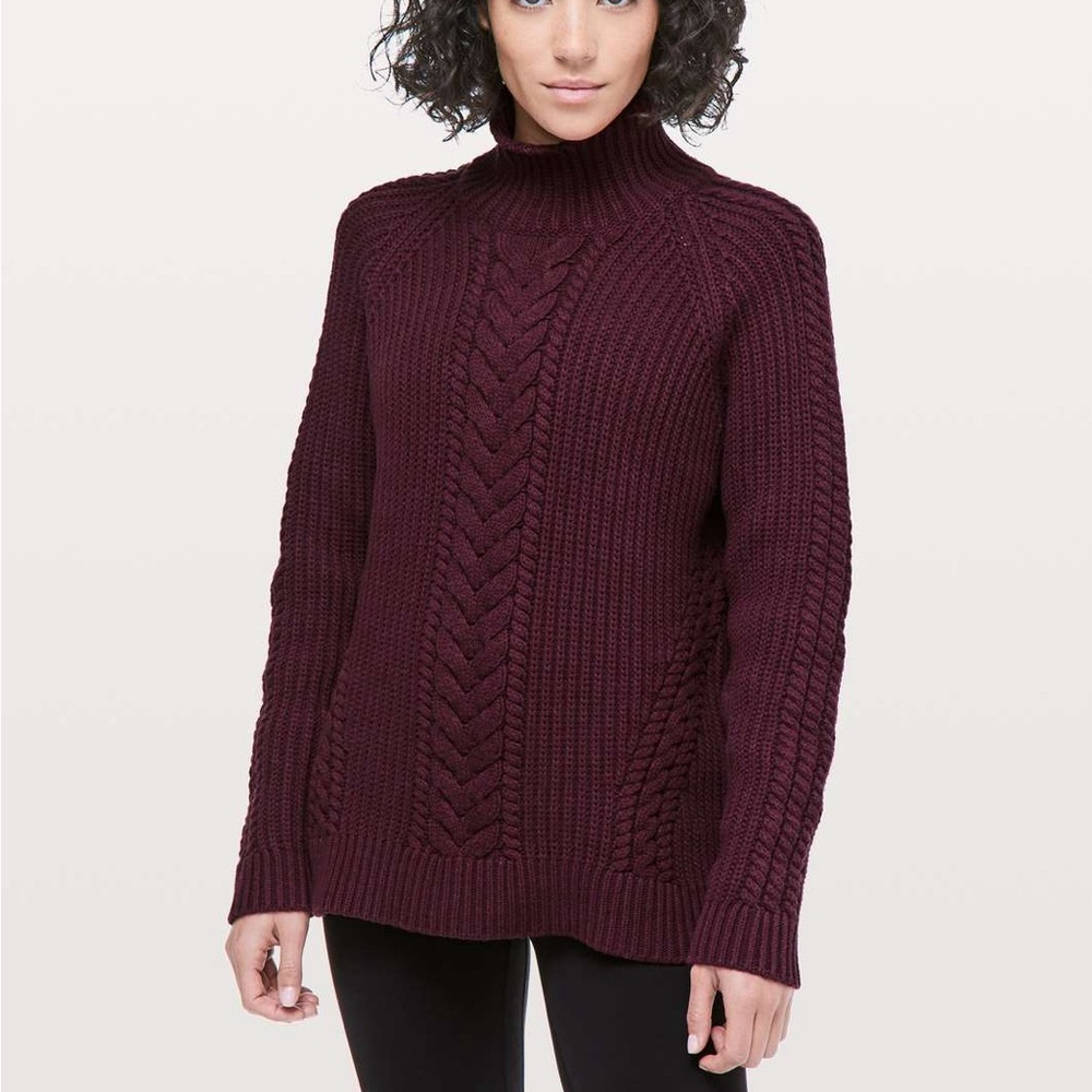 Lululemon Bring the Cozy Cable Knit Turtleneck Sweater Dark Adobe Color